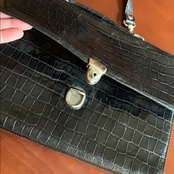SOLD ✅ Leather Attaché Bag - Croc Print - Picture 2 of 12